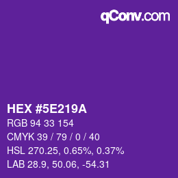 Color code: HEX #5E219A | qconv.com