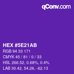 カラーコード: HEX #5E21AB | qconv.com