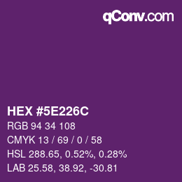 Color code: HEX #5E226C | qconv.com