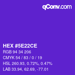 Color code: HEX #5E22CE | qconv.com