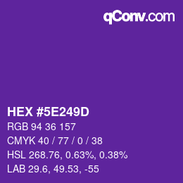 Color code: HEX #5E249D | qconv.com