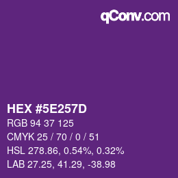 Color code: HEX #5E257D | qconv.com