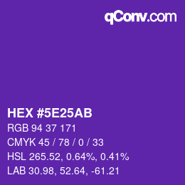 カラーコード: HEX #5E25AB | qconv.com