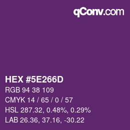 Color code: HEX #5E266D | qconv.com