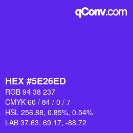 Color code: HEX #5E26ED | qconv.com