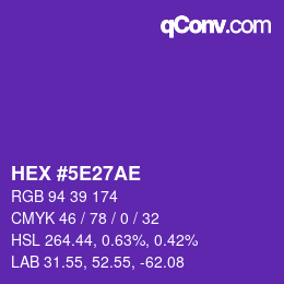 Color code: HEX #5E27AE | qconv.com