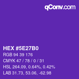 颜色代码: HEX #5E27B0 | qconv.com