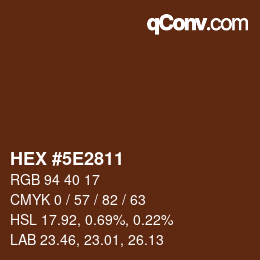 Color code: HEX #5E2811 | qconv.com