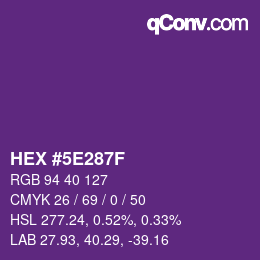 Color code: HEX #5E287F | qconv.com