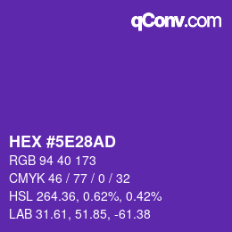 Color code: HEX #5E28AD | qconv.com