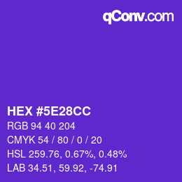 Color code: HEX #5E28CC | qconv.com