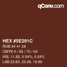 Color code: HEX #5E291C | qconv.com