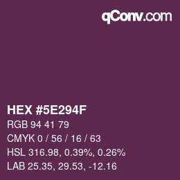Color code: HEX #5E294F | qconv.com