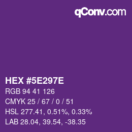 Color code: HEX #5E297E | qconv.com