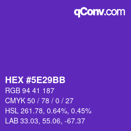 Color code: HEX #5E29BB | qconv.com