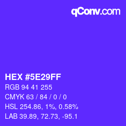 Color code: HEX #5E29FF | qconv.com