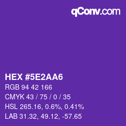 Color code: HEX #5E2AA6 | qconv.com