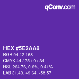 Color code: HEX #5E2AA8 | qconv.com
