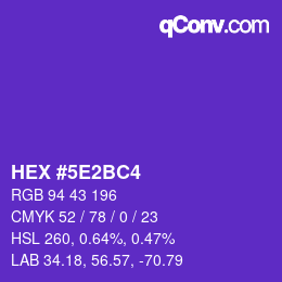 Farbcode: HEX #5E2BC4 | qconv.com