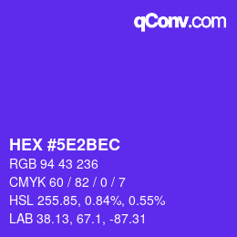 Farbcode: HEX #5E2BEC | qconv.com