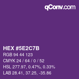 Color code: HEX #5E2C7B | qconv.com