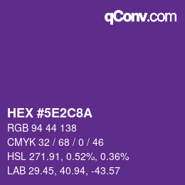 Color code: HEX #5E2C8A | qconv.com