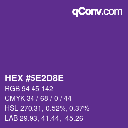 Color code: HEX #5E2D8E | qconv.com