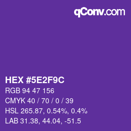 Color code: HEX #5E2F9C | qconv.com