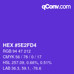 Farbcode: HEX #5E2FD4 | qconv.com