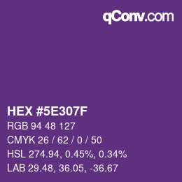 Color code: HEX #5E307F | qconv.com