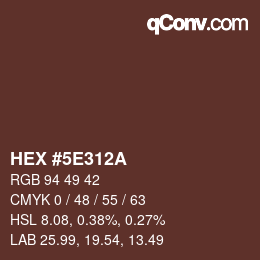 Color code: HEX #5E312A | qconv.com