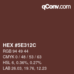 Color code: HEX #5E312C | qconv.com