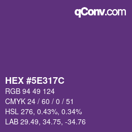 Color code: HEX #5E317C | qconv.com
