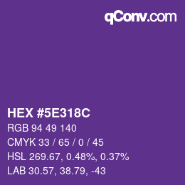 Color code: HEX #5E318C | qconv.com