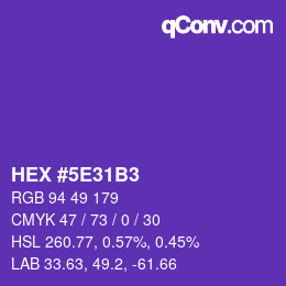 Color code: HEX #5E31B3 | qconv.com