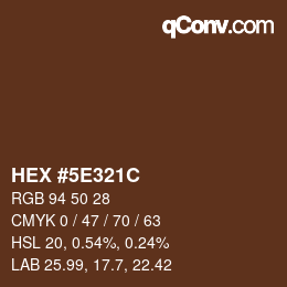 Color code: HEX #5E321C | qconv.com