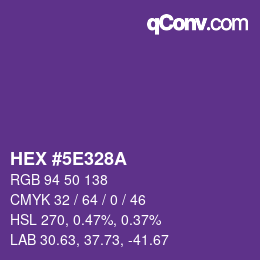 Color code: HEX #5E328A | qconv.com