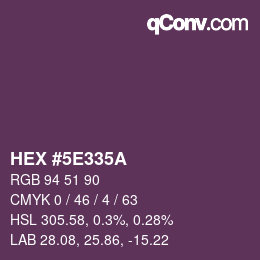 Color code: HEX #5E335A | qconv.com