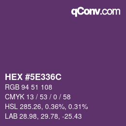 Color code: HEX #5E336C | qconv.com