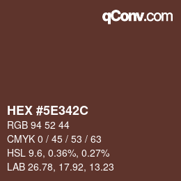 Color code: HEX #5E342C | qconv.com