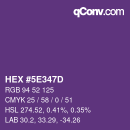 Color code: HEX #5E347D | qconv.com