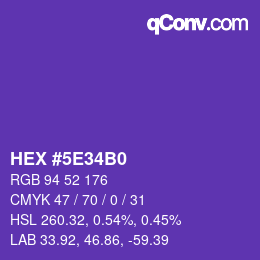 Color code: HEX #5E34B0 | qconv.com