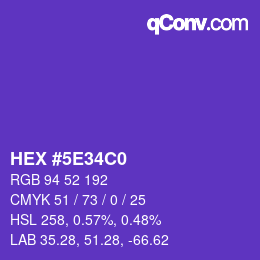 Farbcode: HEX #5E34C0 | qconv.com