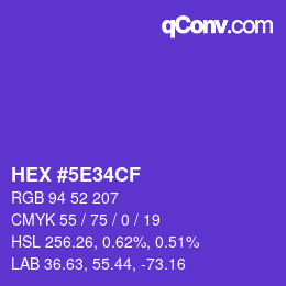Farbcode: HEX #5E34CF | qconv.com