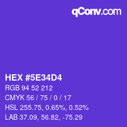 カラーコード: HEX #5E34D4 | qconv.com