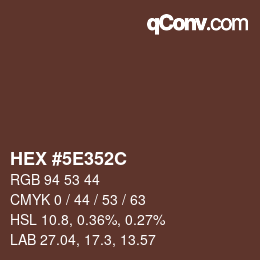 Color code: HEX #5E352C | qconv.com