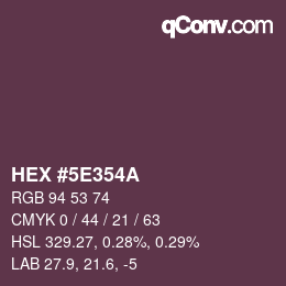 Color code: HEX #5E354A | qconv.com
