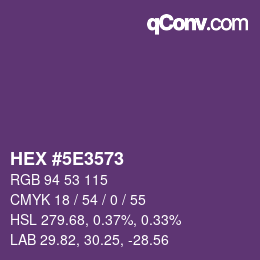 Color code: HEX #5E3573 | qconv.com