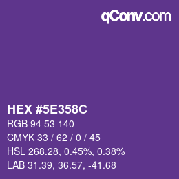 Color code: HEX #5E358C | qconv.com