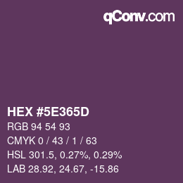 Color code: HEX #5E365D | qconv.com